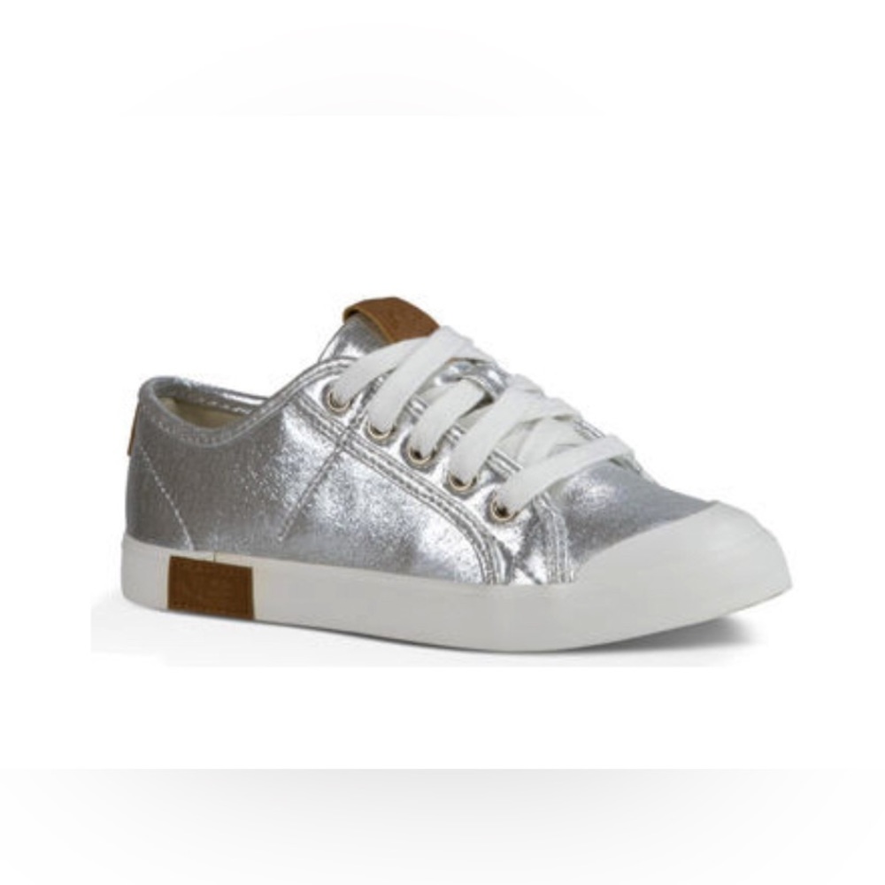 UGG Mikki Sterling Metallic Silver Low Top Sneakers youth Size 5 #1011823K - Picture 1 of 11